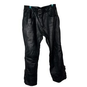 Power Trip Leather Motorcycle Pants Mens 36 Black Riding Chaps Zip Leg Biker